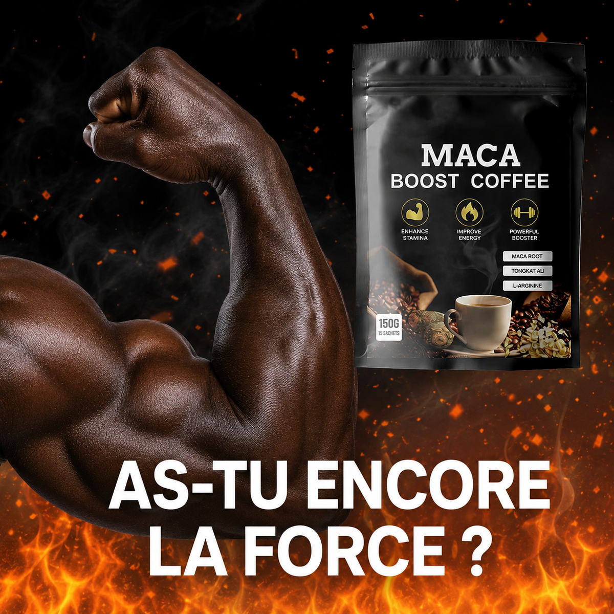MACA BOOST COFFEE — Café Énergie & Vigueur (Maca · Tongkat Ali · L-Arginine)
