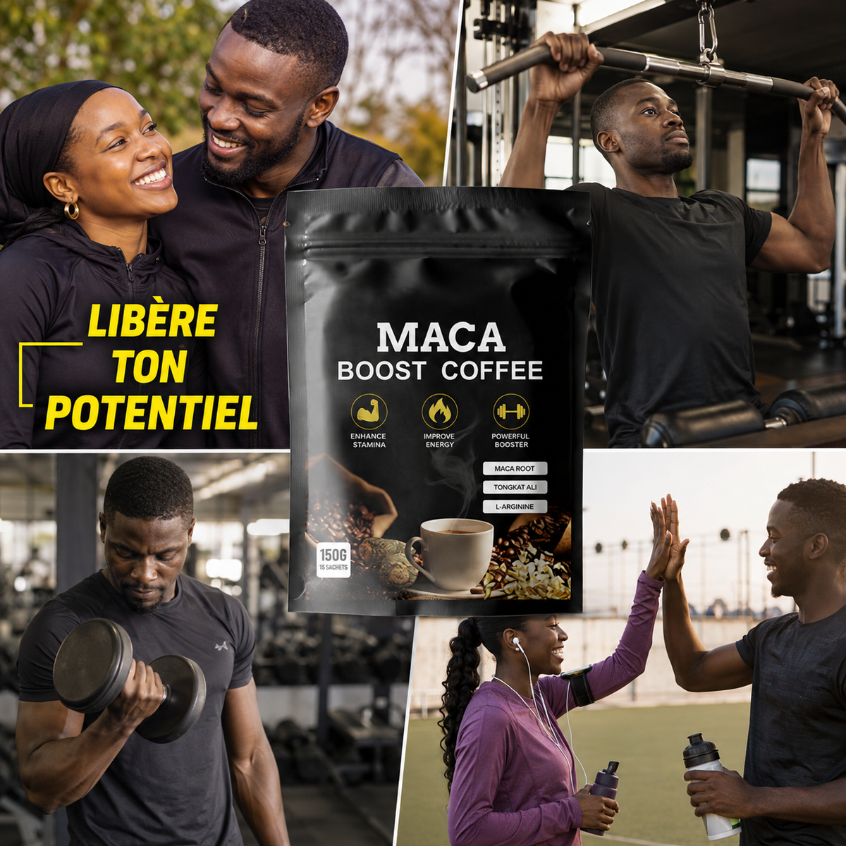 MACA BOOST COFFEE — Café Énergie & Vigueur (Maca · Tongkat Ali · L-Arginine)
