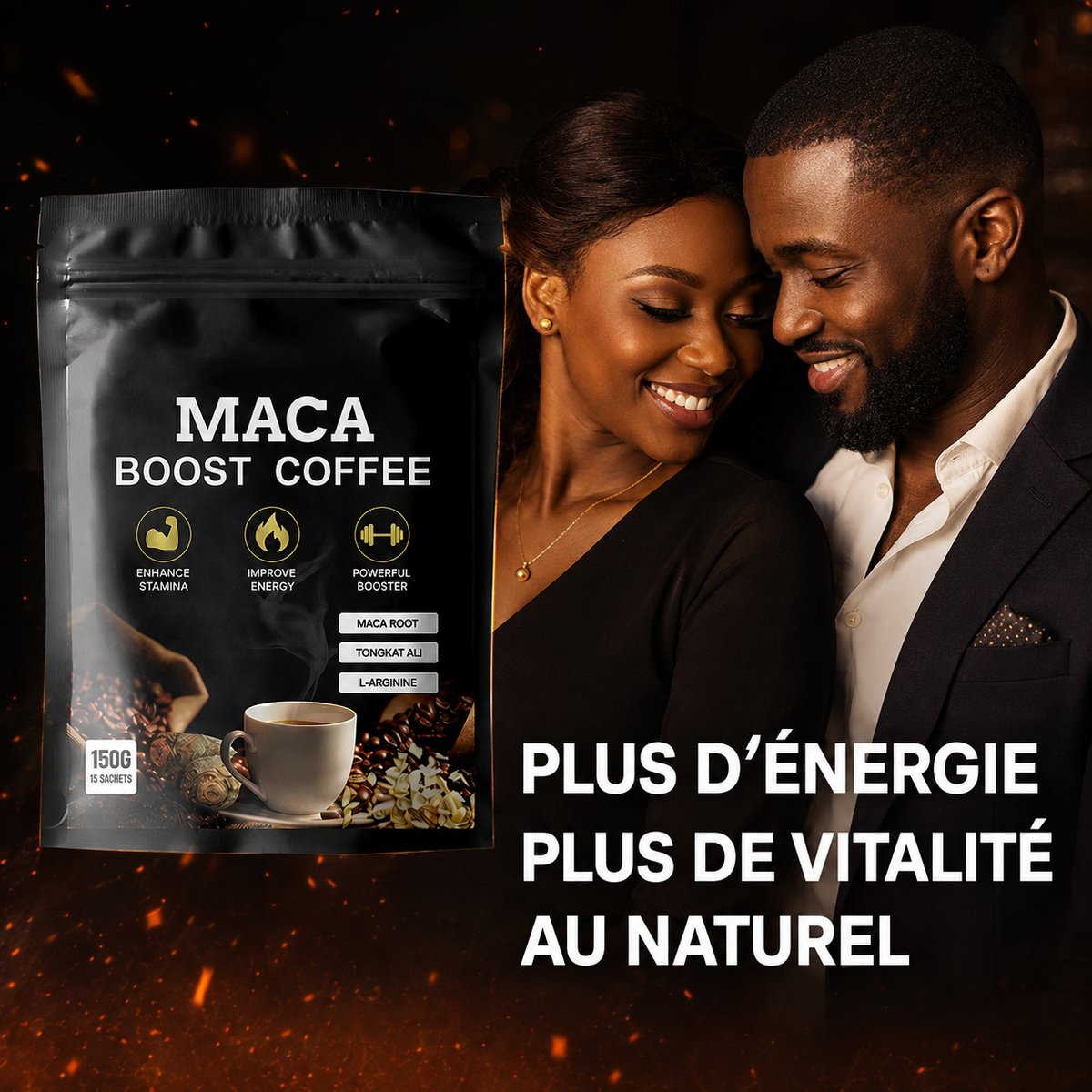 MACA BOOST COFFEE — Café Énergie & Vigueur (Maca · Tongkat Ali · L-Arginine)