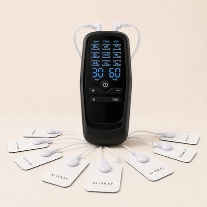Masseur EMS Relax ALISKAY livré avec ses 8 électrodes adhésives